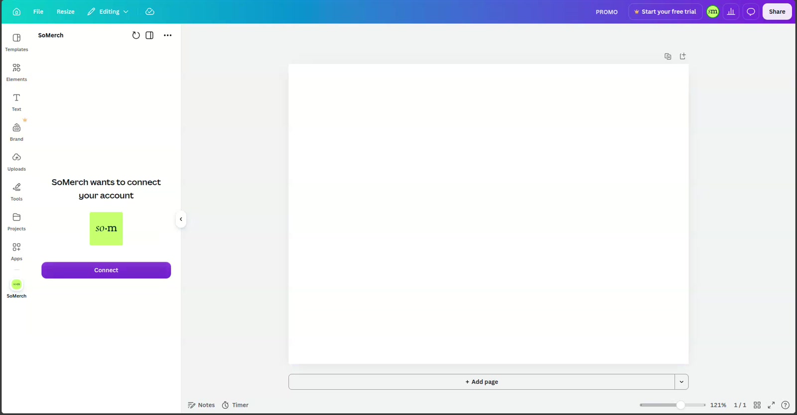 Connect your SoMerch organization inside Canva