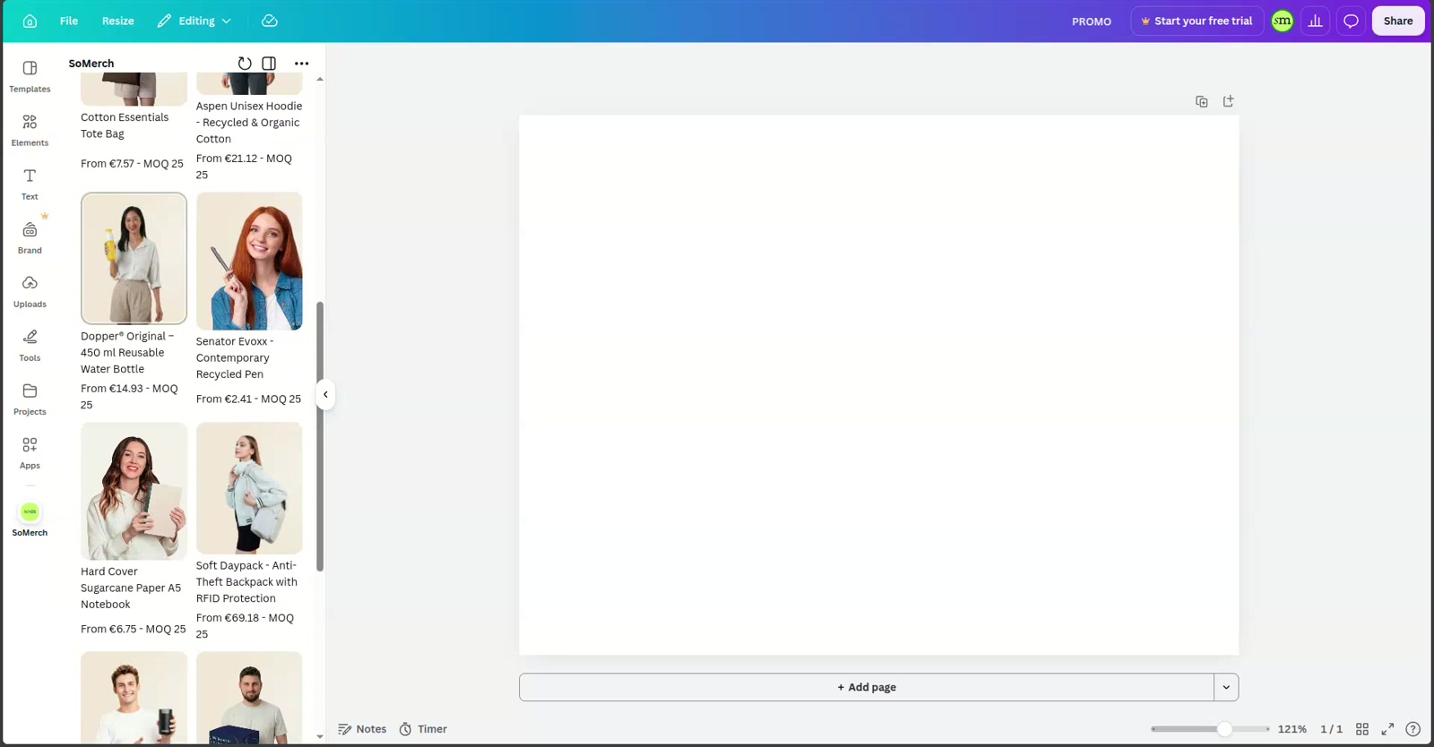 Browse SoMerch products without leaving the Canva editor