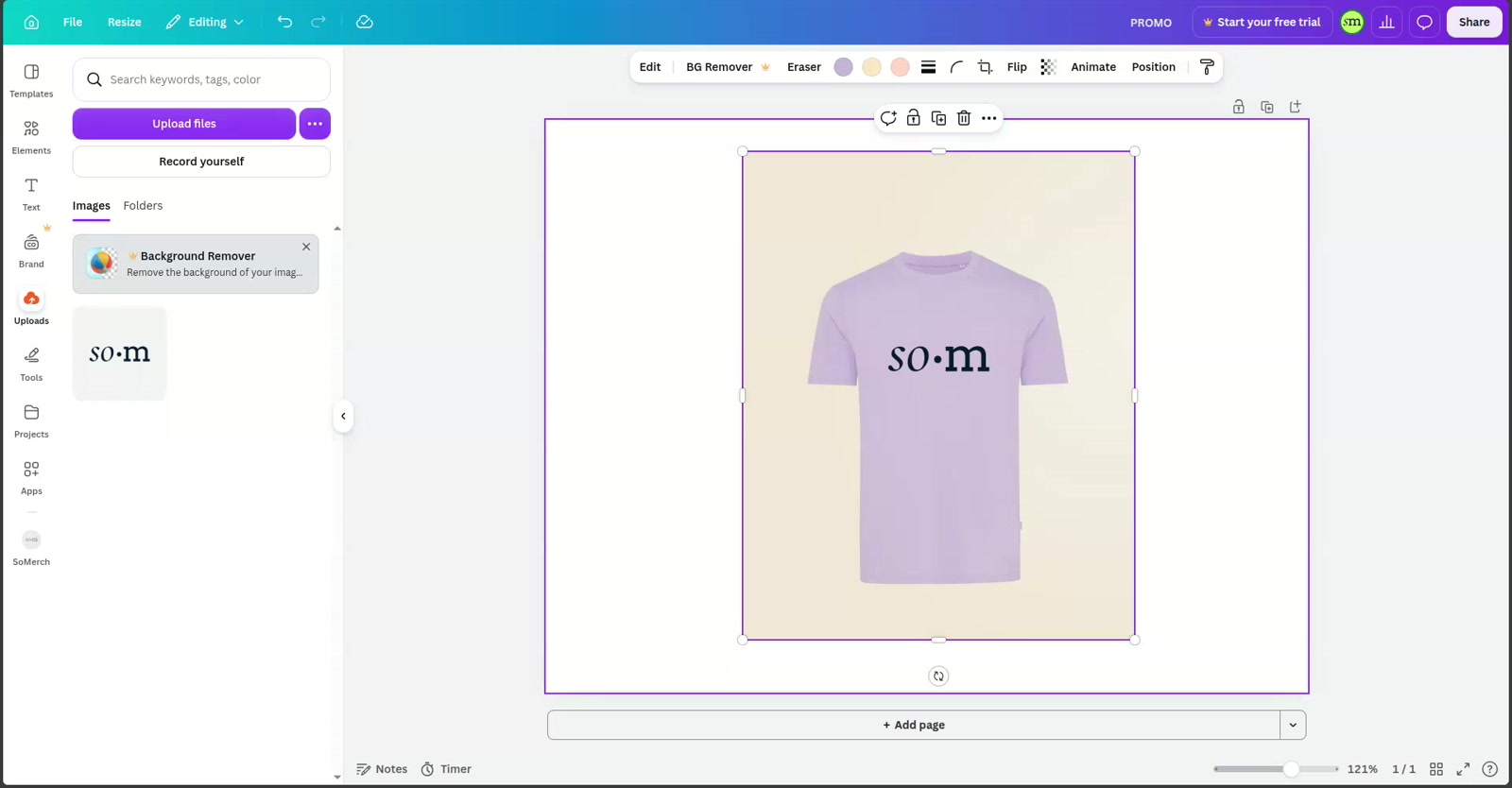 Place and resize your logo directly on the selected merch product